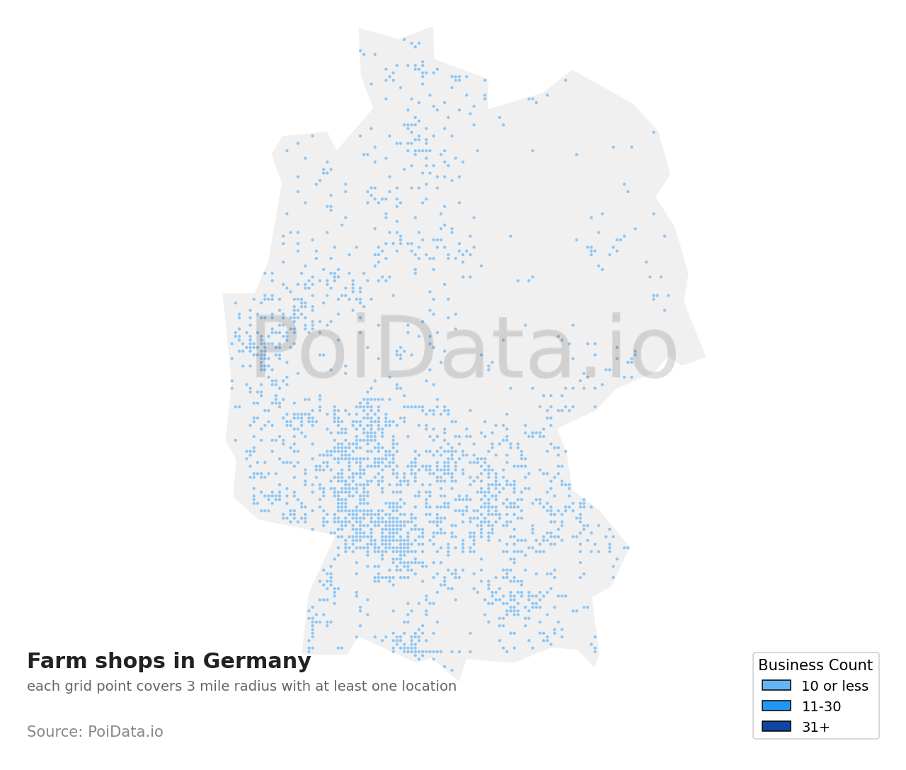 Farm shop density map for Germany