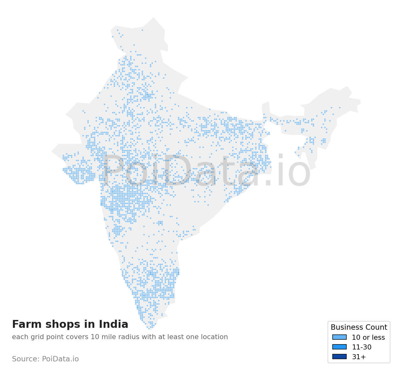 Farm shop density map for India
