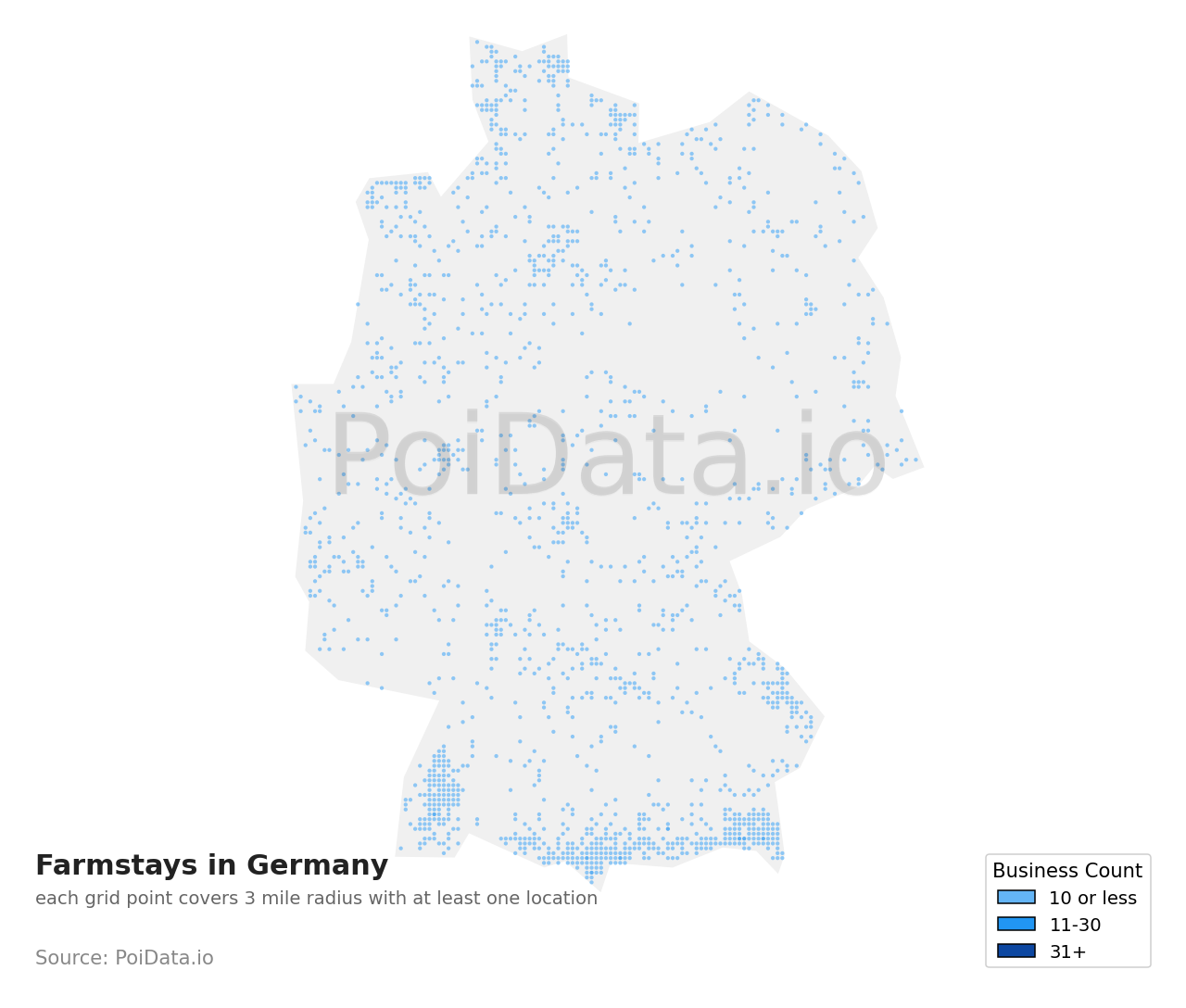 Farmstay density map for Germany