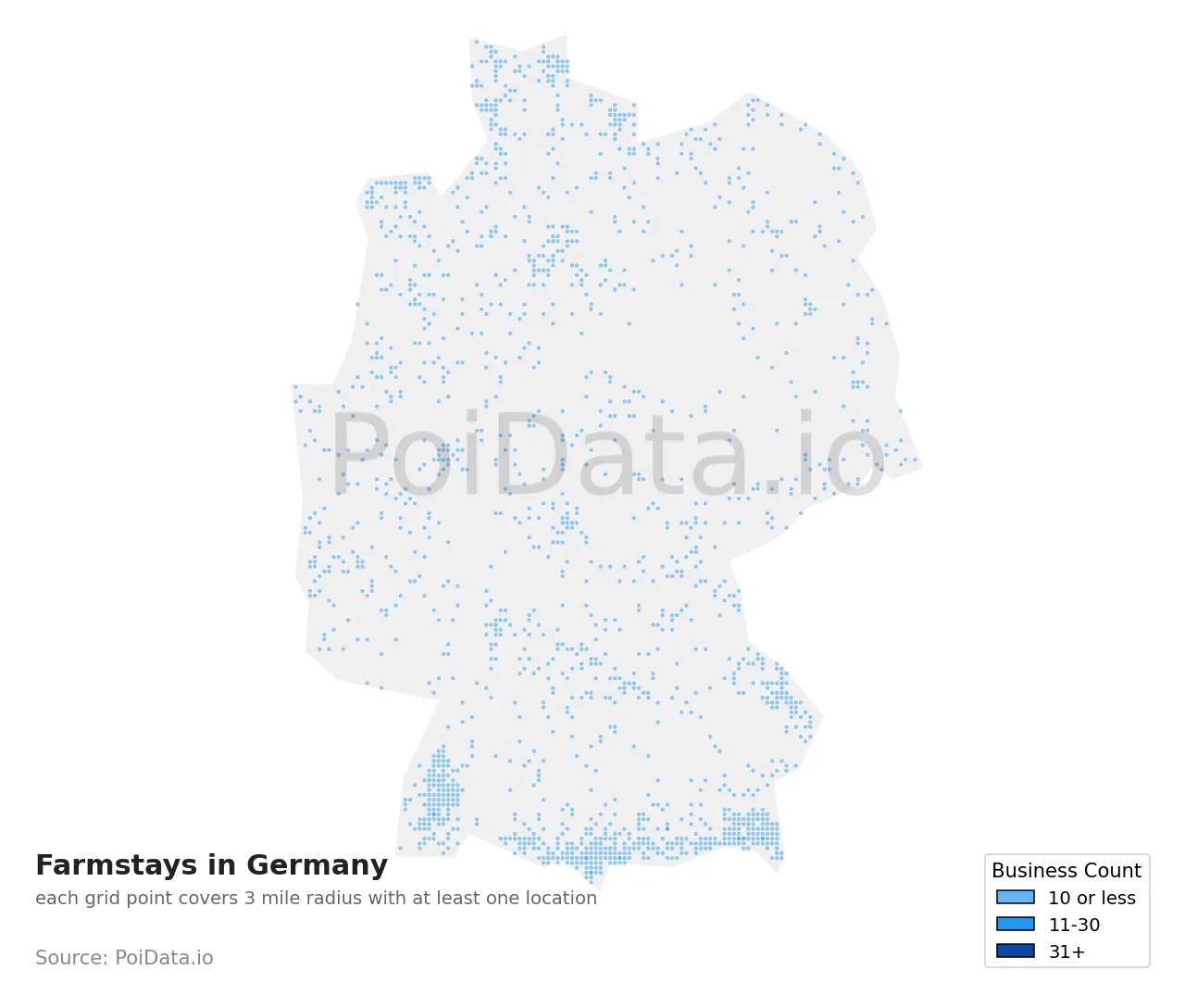 Farmstay density map for Germany