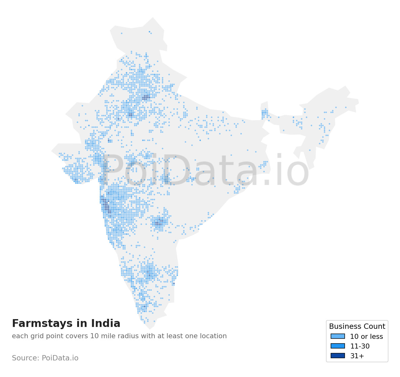 Farmstay density map for India