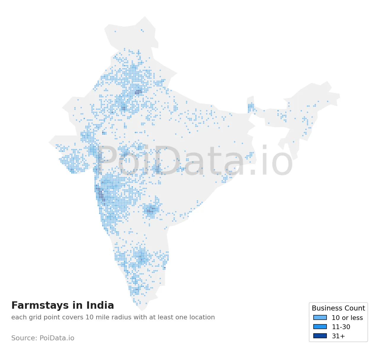 Farmstay density map for India