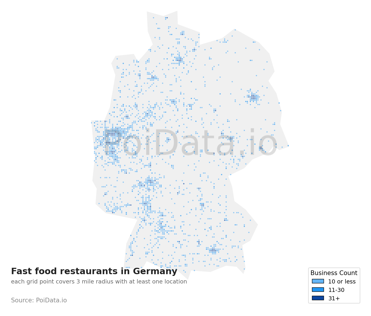 Fast food restaurant density map for Germany