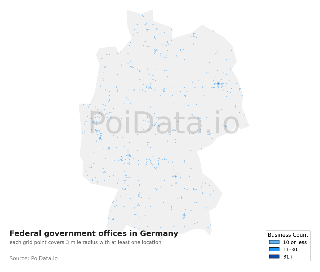 Federal government office density map for Germany