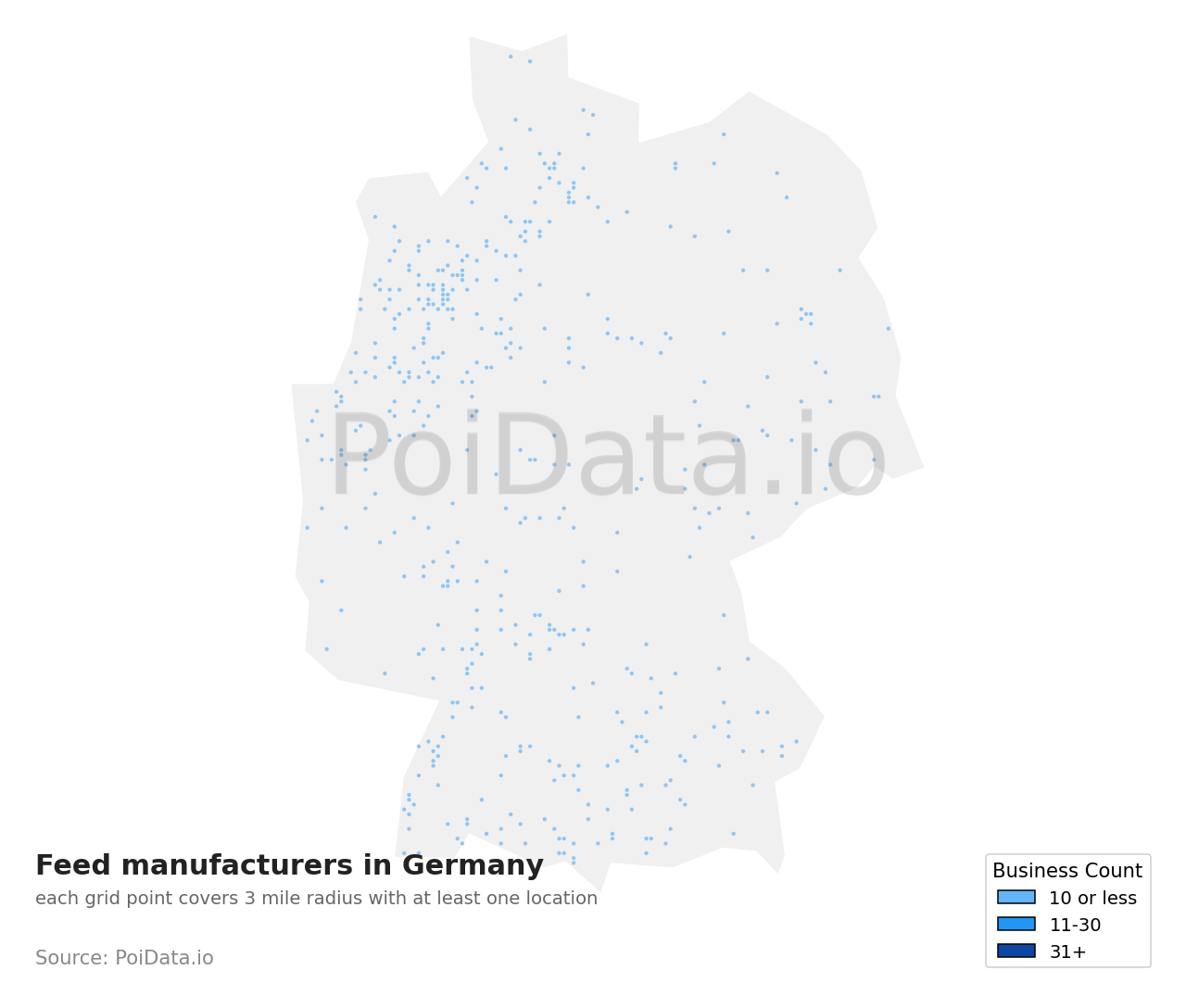 Feed manufacturer density map for Germany