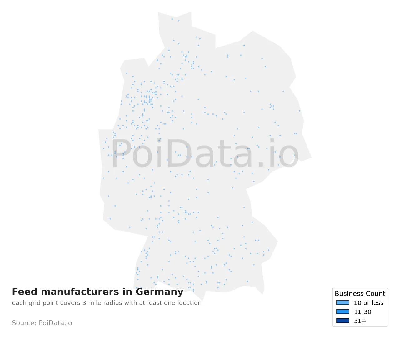 Feed manufacturer density map for Germany
