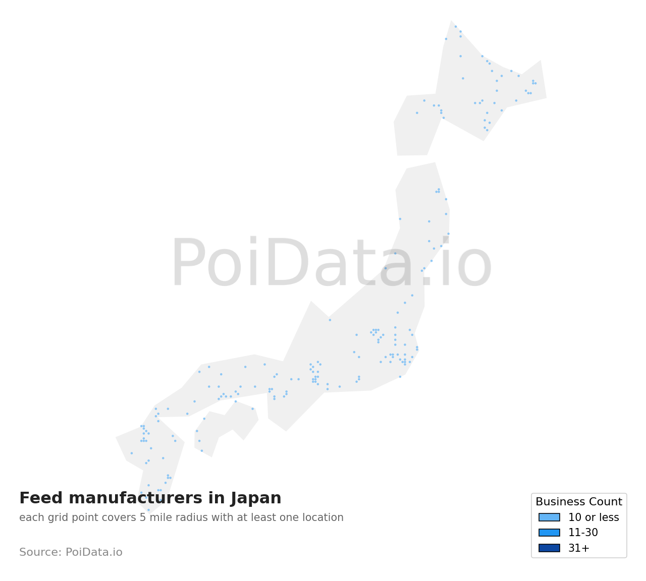 Feed manufacturer density map for Shizuoka, Japan