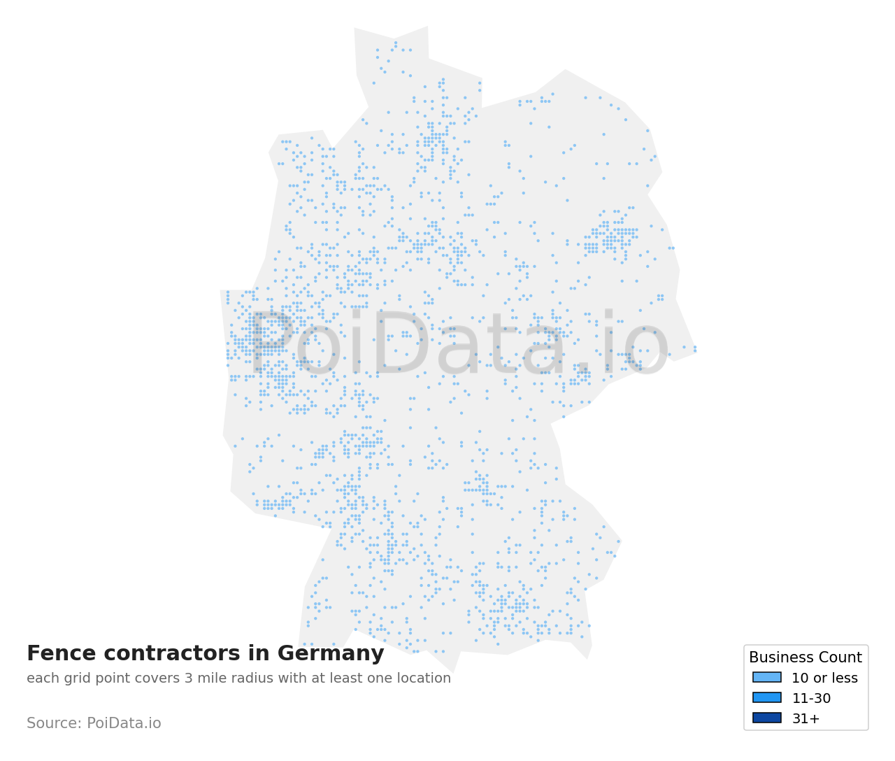 Fence contractor density map for Germany