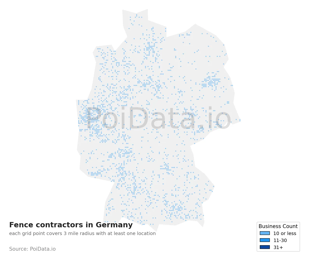 Fence contractor density map for Germany