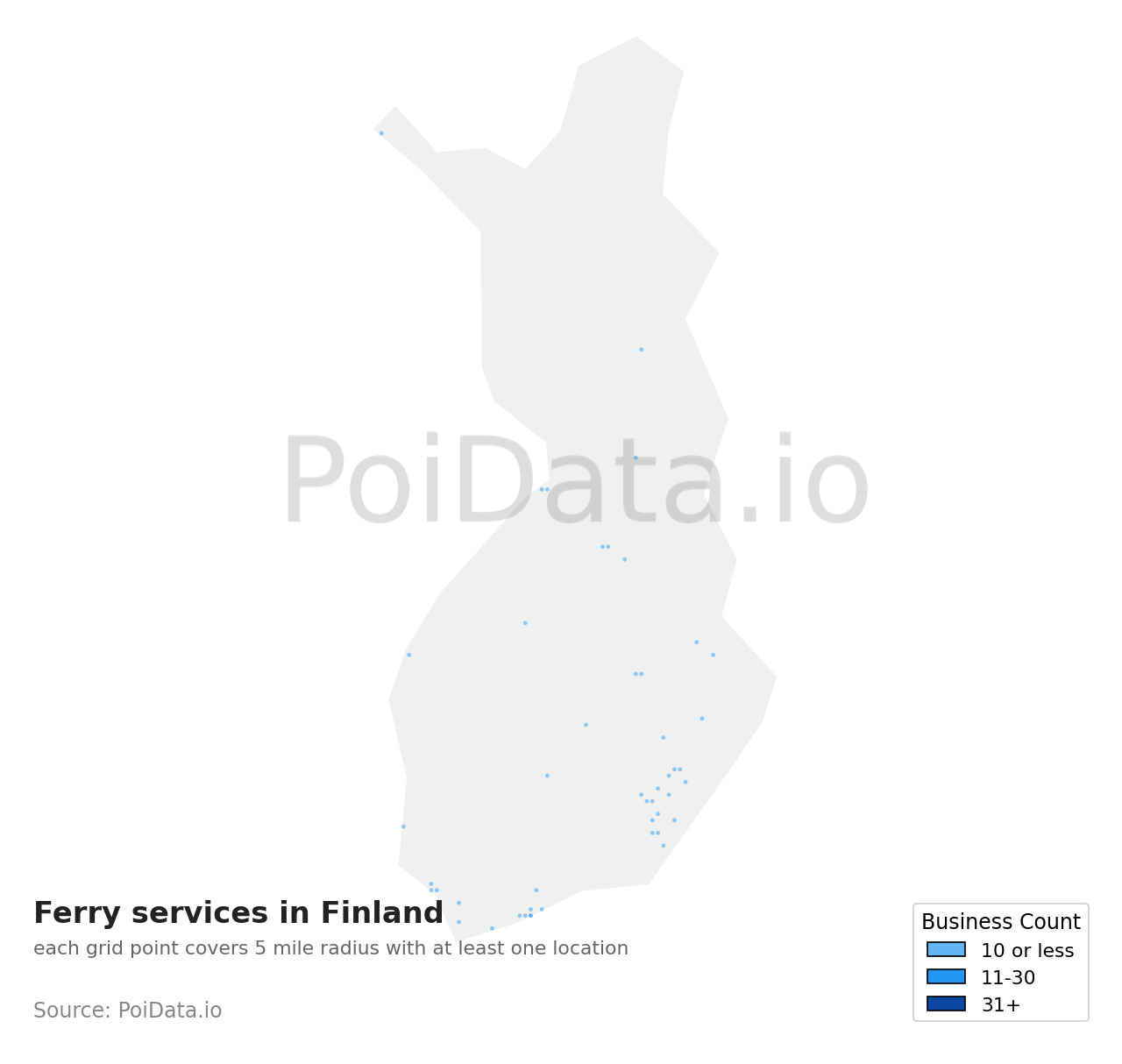 Ferry service density map for Finland