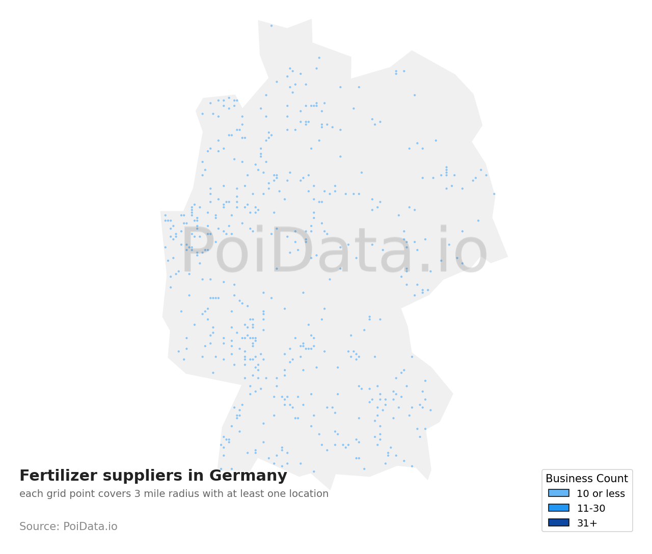 Fertilizer supplier density map for Germany