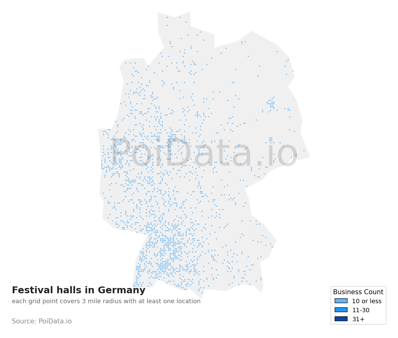 Festival hall density map for Germany