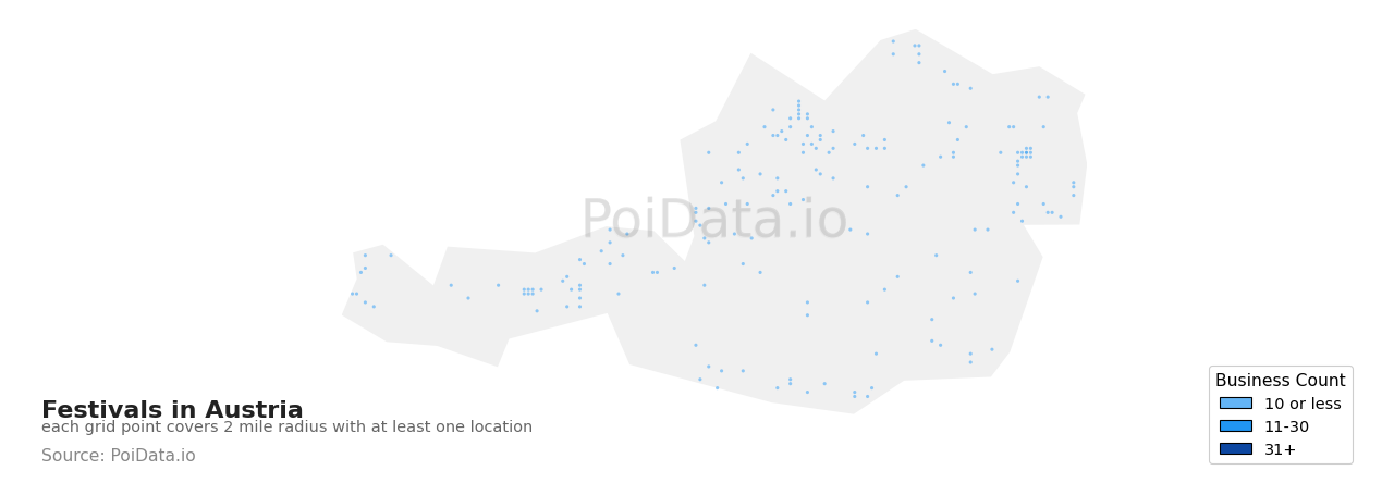 Festival density map for Austria