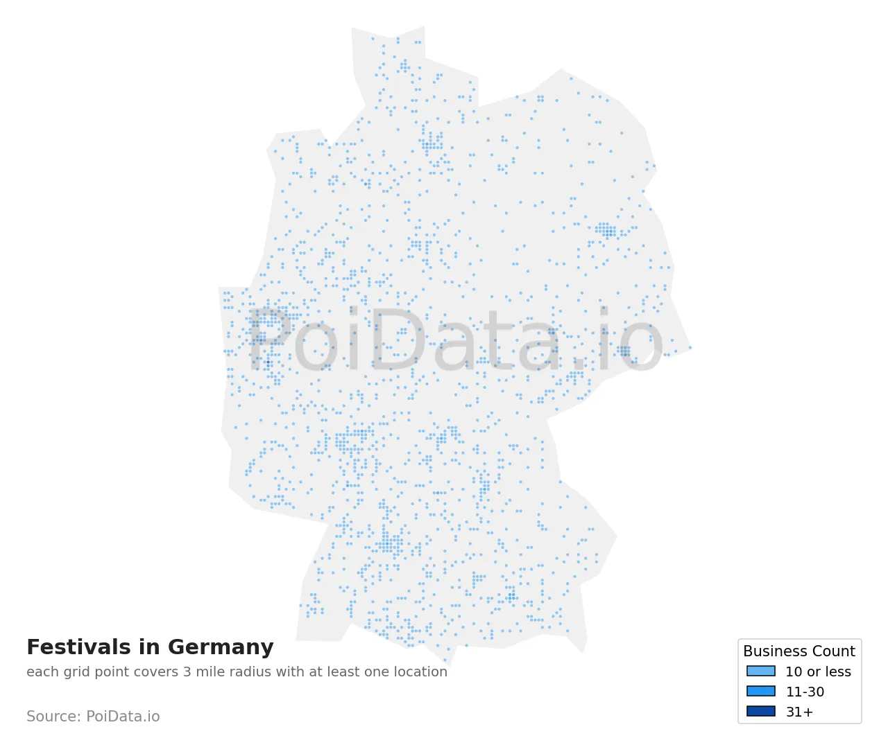 Festival density map for Germany