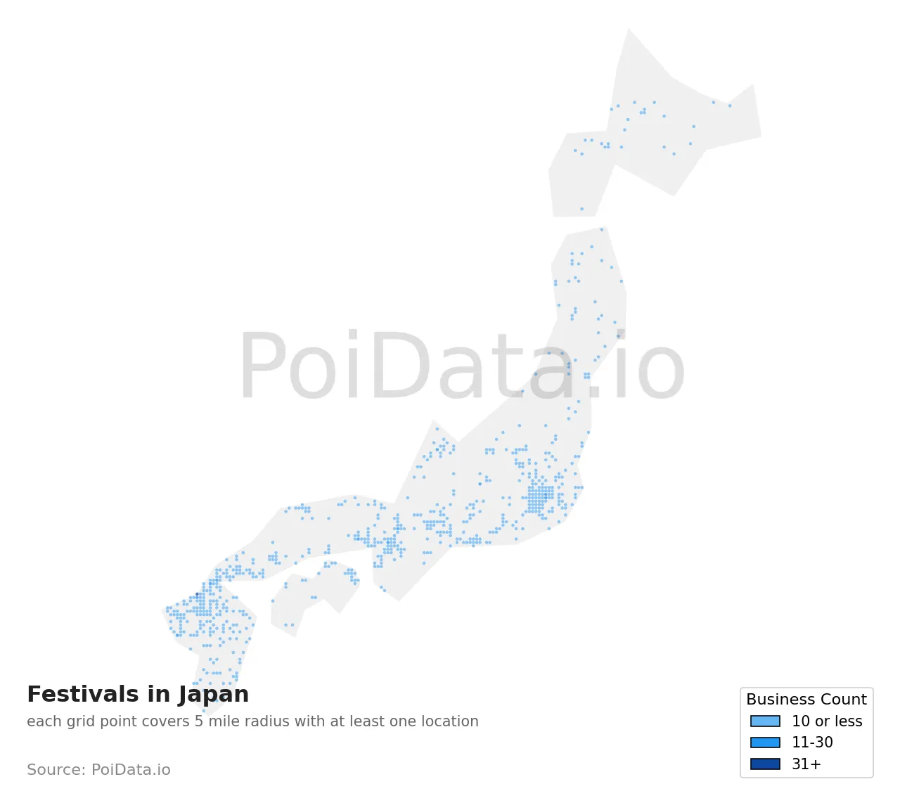 Festival density map for Japan