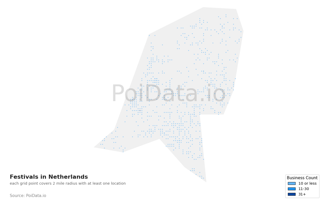 Festival density map for Netherlands
