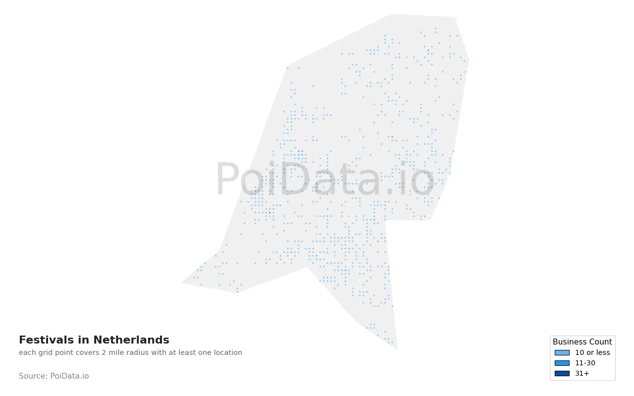 Festival density map for Netherlands