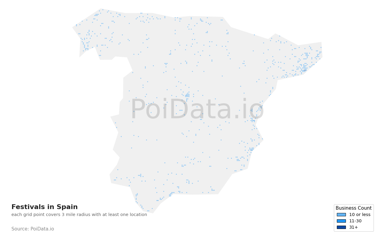 Festival density map for Spain