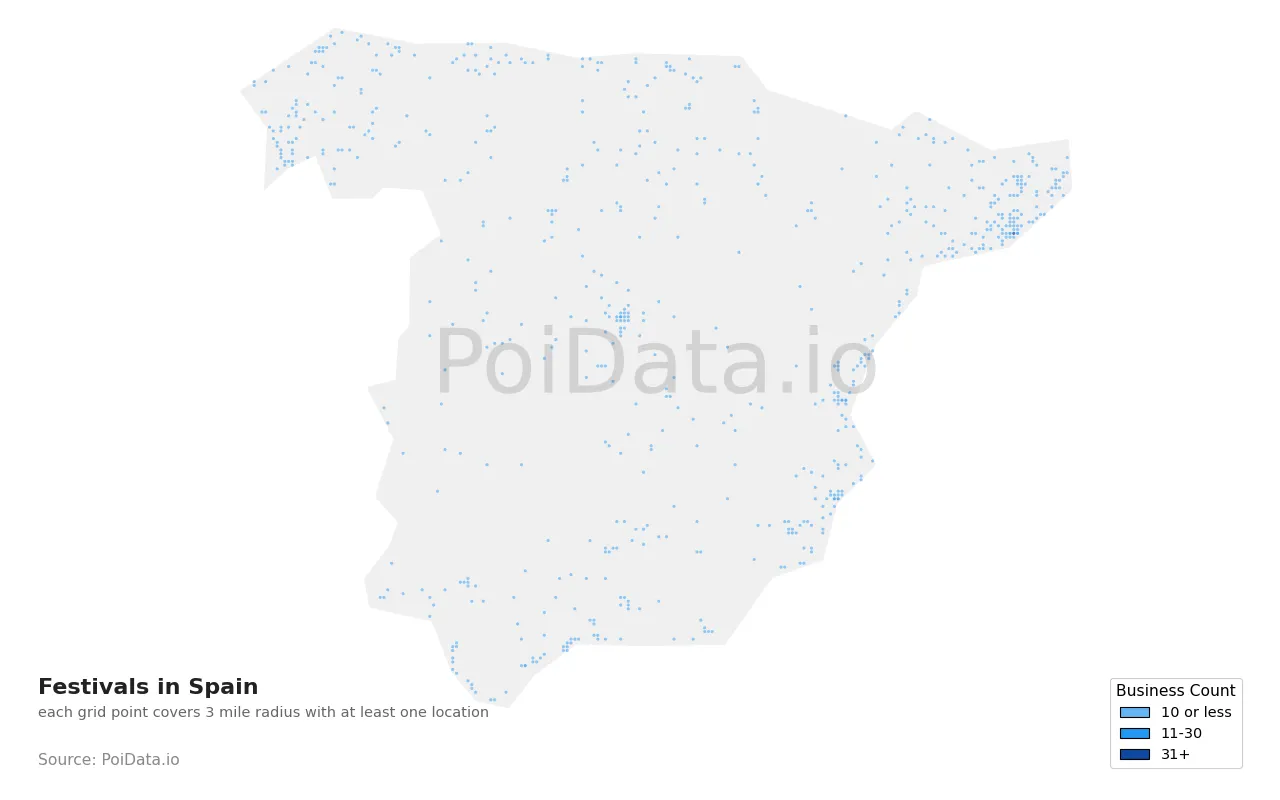 Festival density map for Spain
