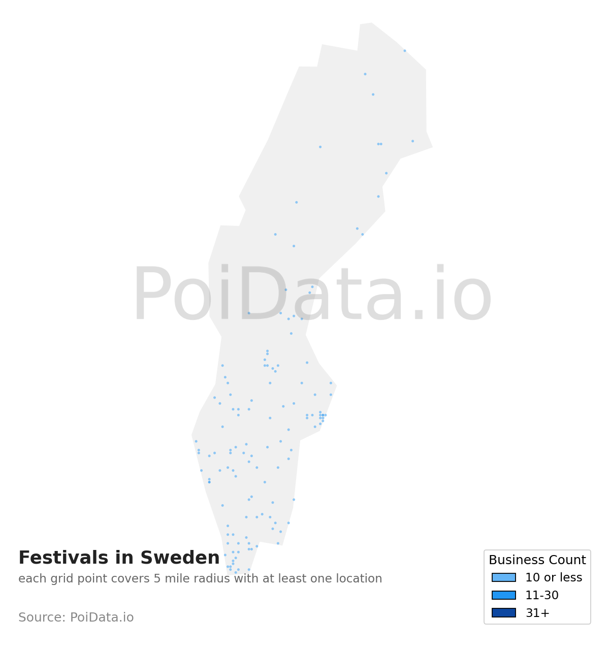 Festival density map for Sweden