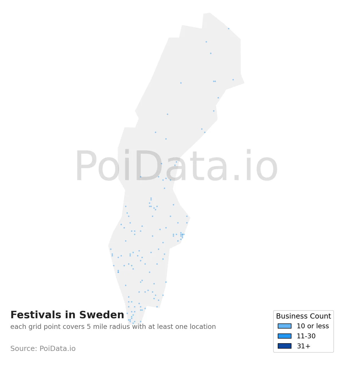 Festival density map for Sweden