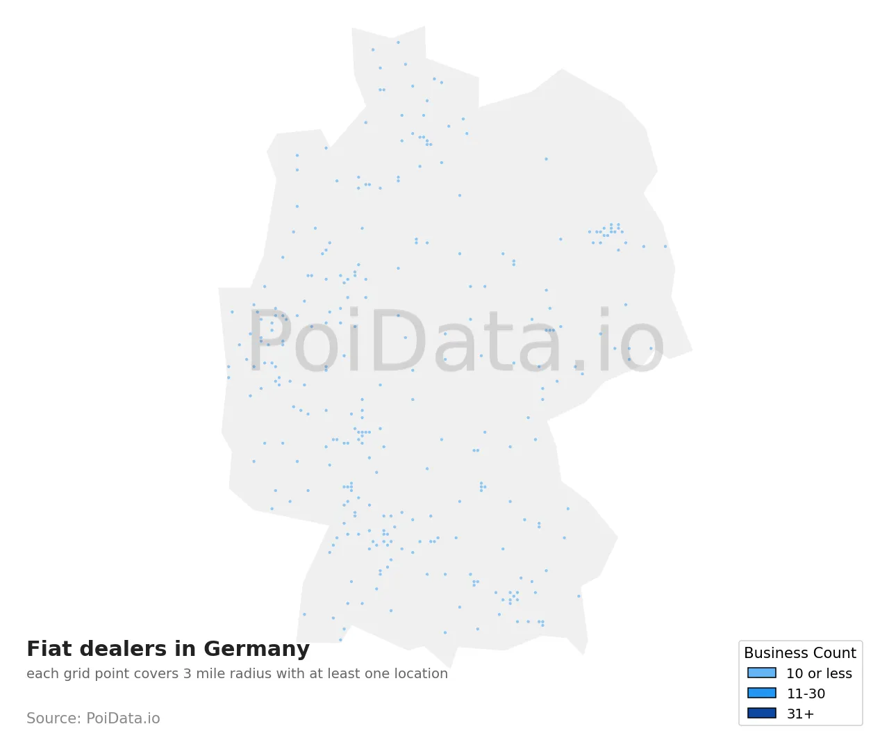 Fiat dealer density map for Germany