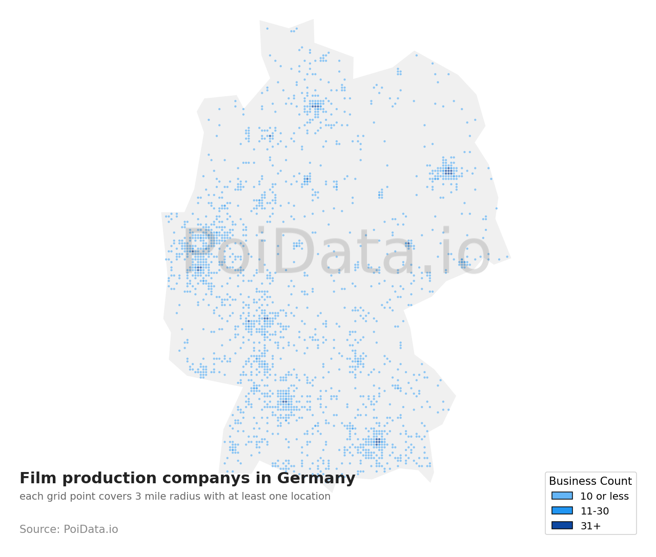 Film production company density map for Germany