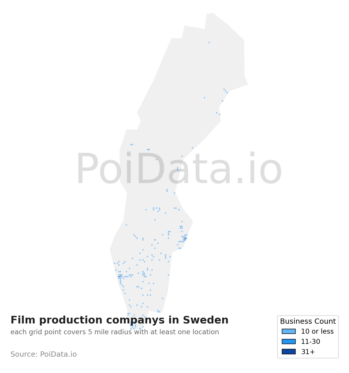 Film production company density map for Sweden