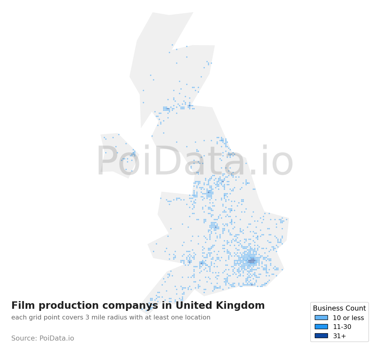 Film production company density map for United Kingdom