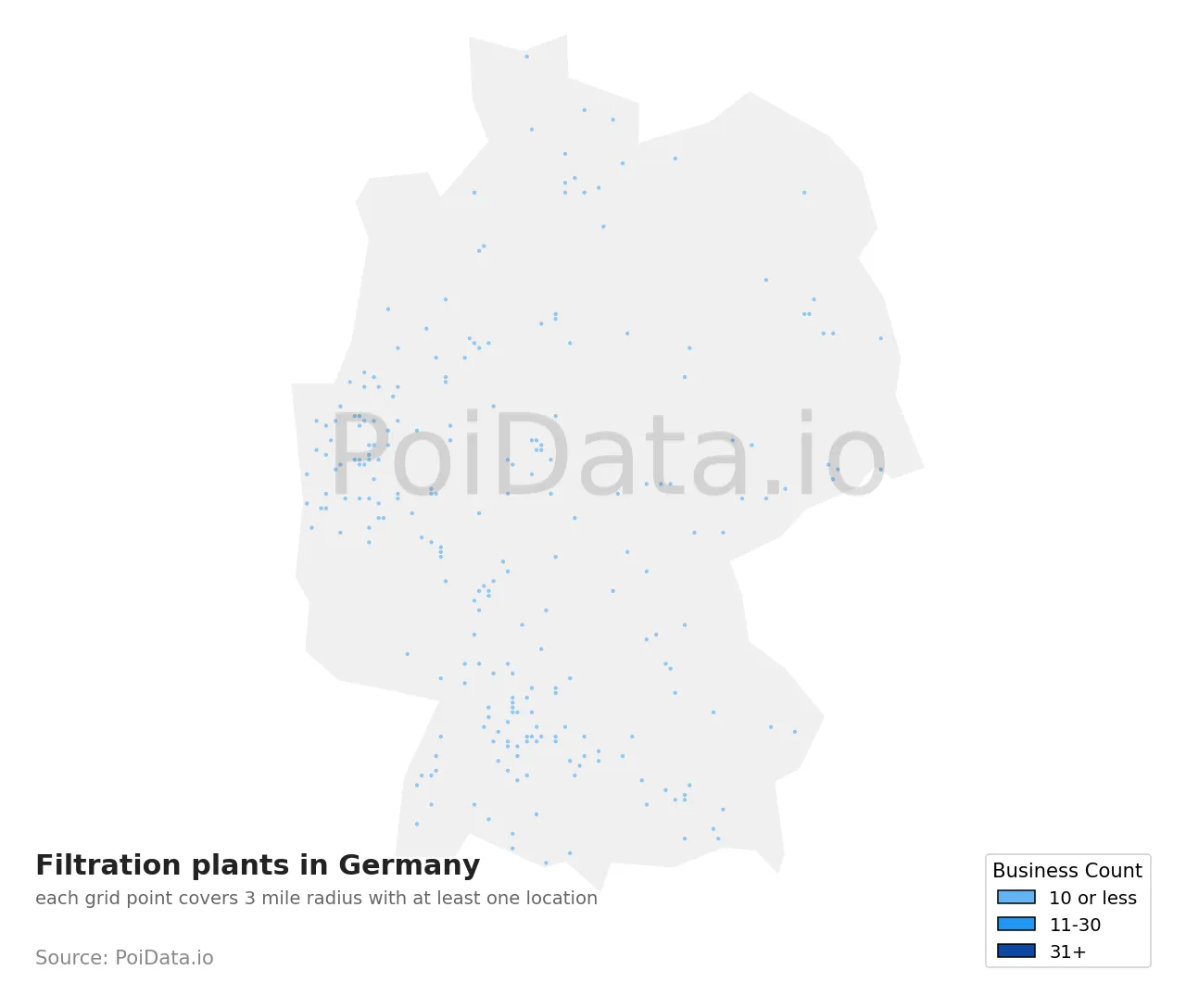Filtration plant density map for Germany