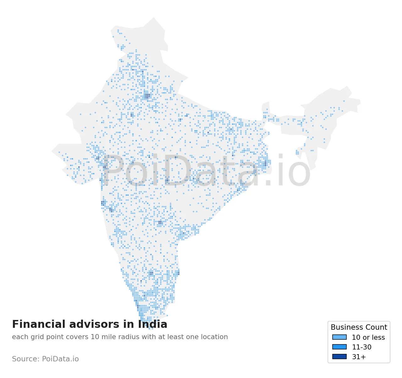 Financial advisor density map for India