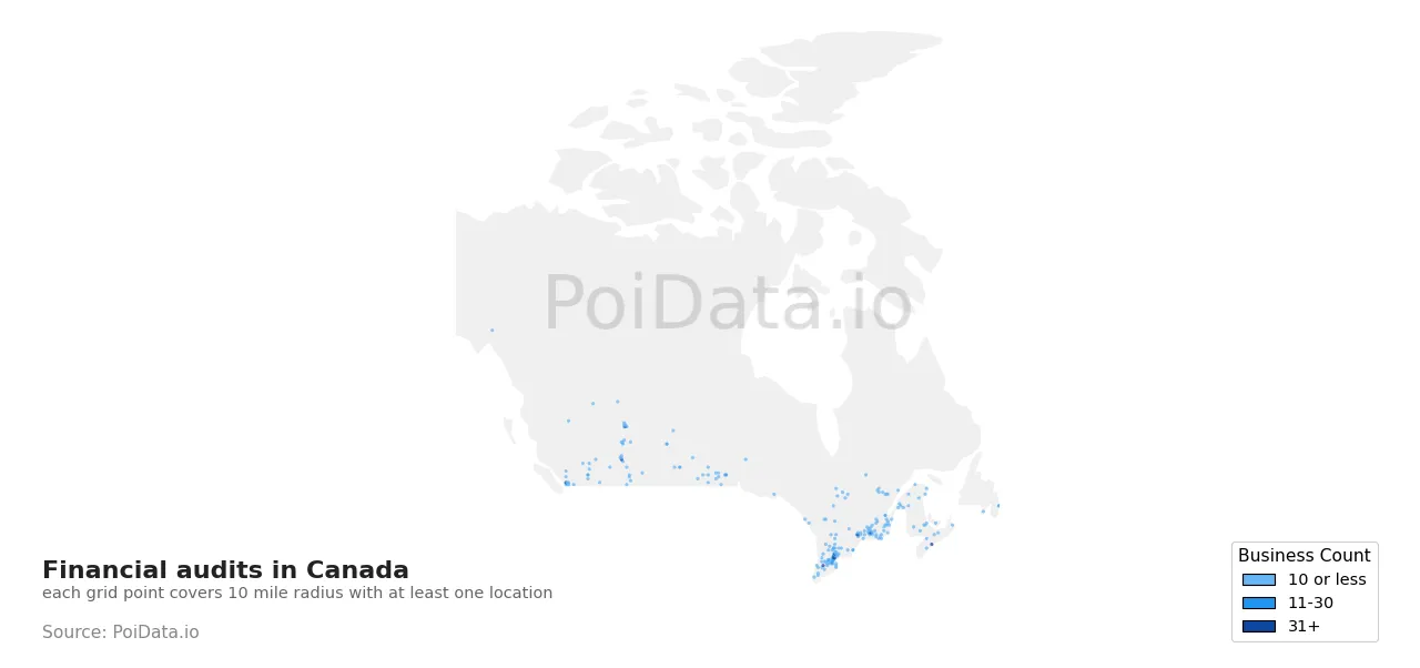 Financial audit density map for Canada