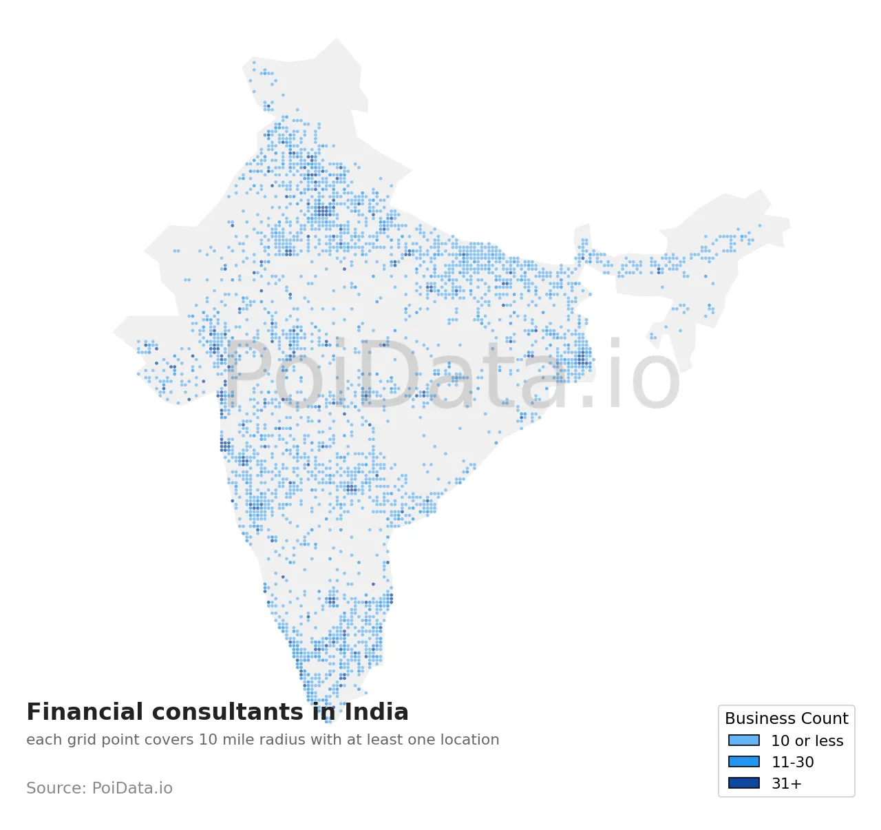 Financial consultant density map for India
