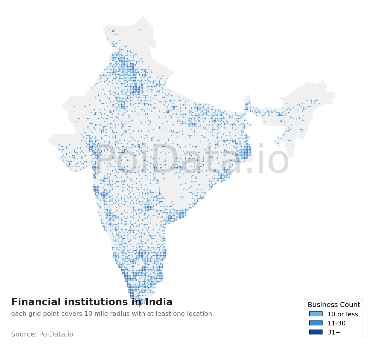 Financial institution density map for India