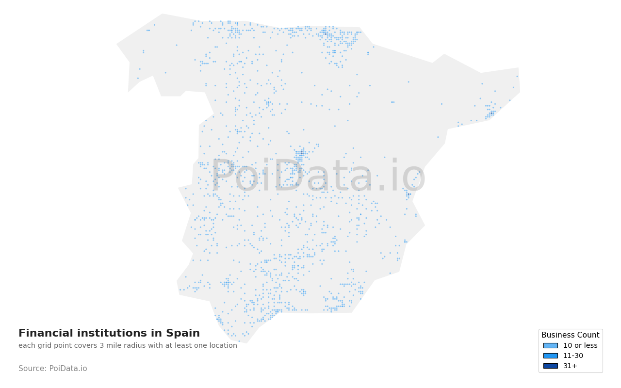 Financial institution density map for Spain