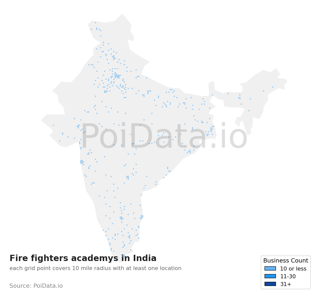 Fire fighters academy density map for India