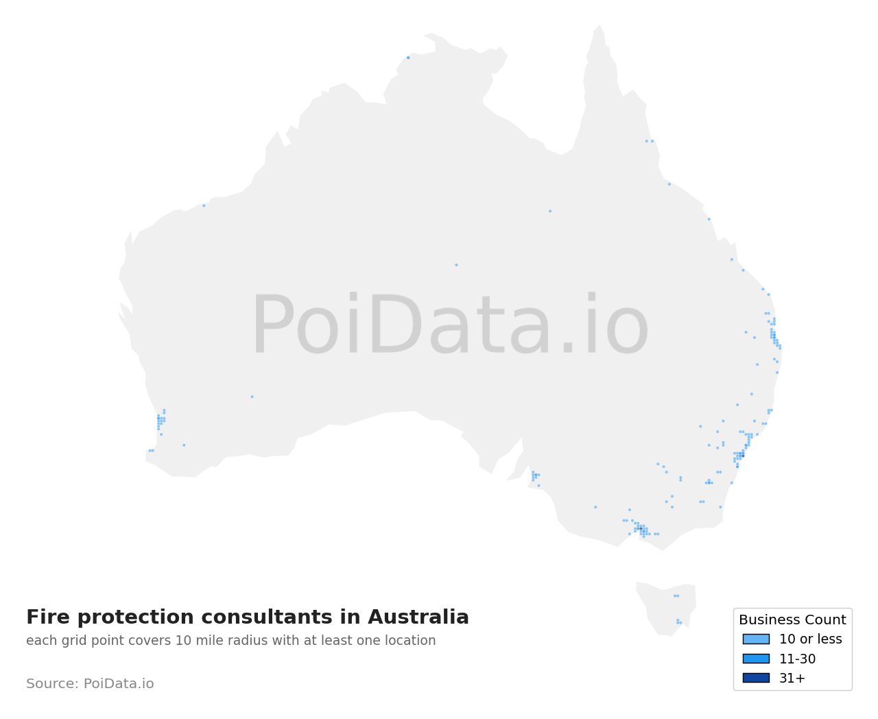Fire protection consultant density map for South Australia, Australia