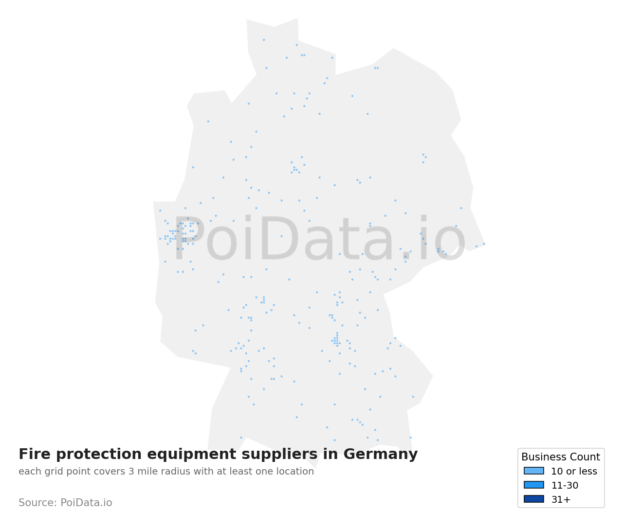Fire protection equipment supplier density map for Germany