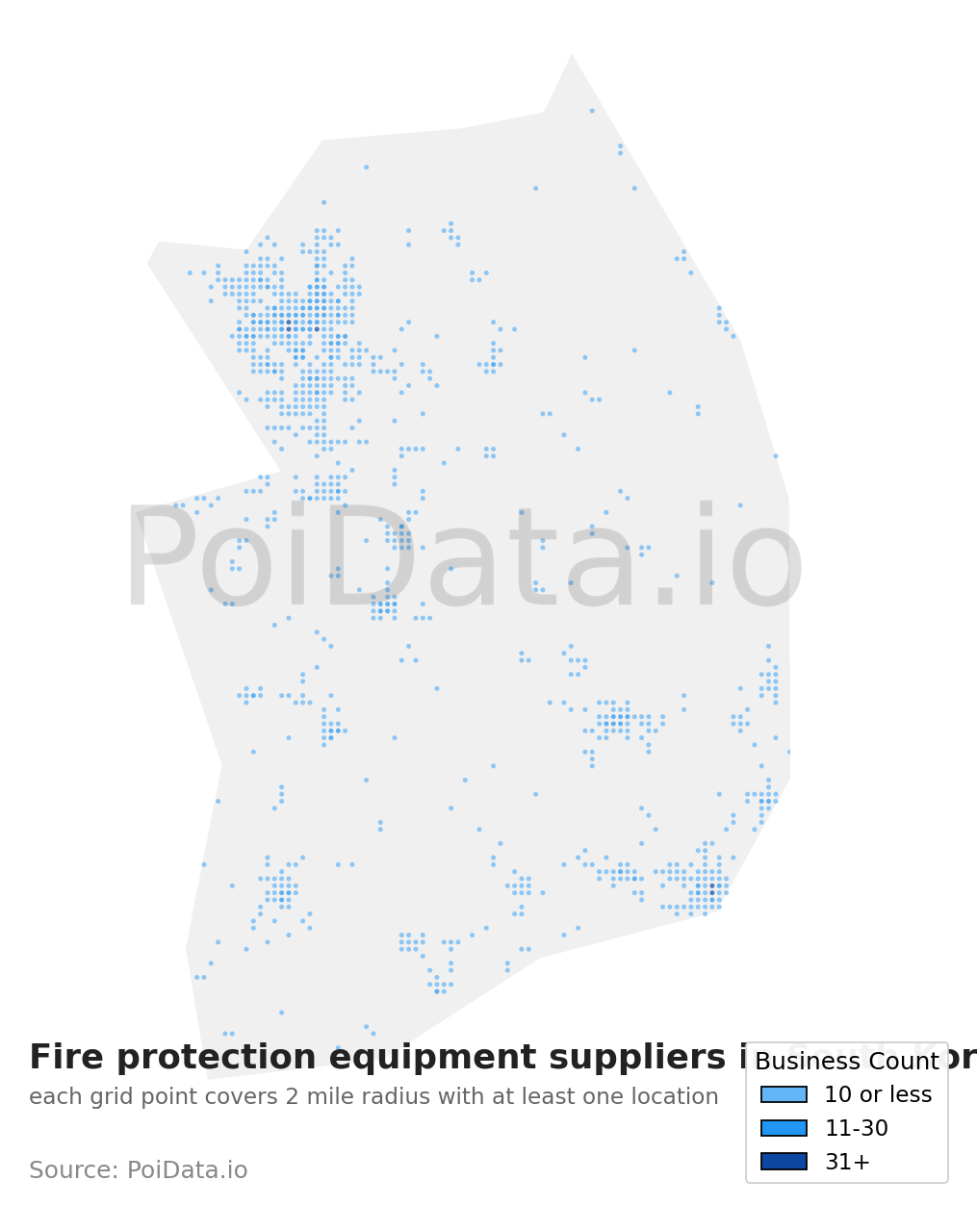 Fire protection equipment supplier density map for South Korea