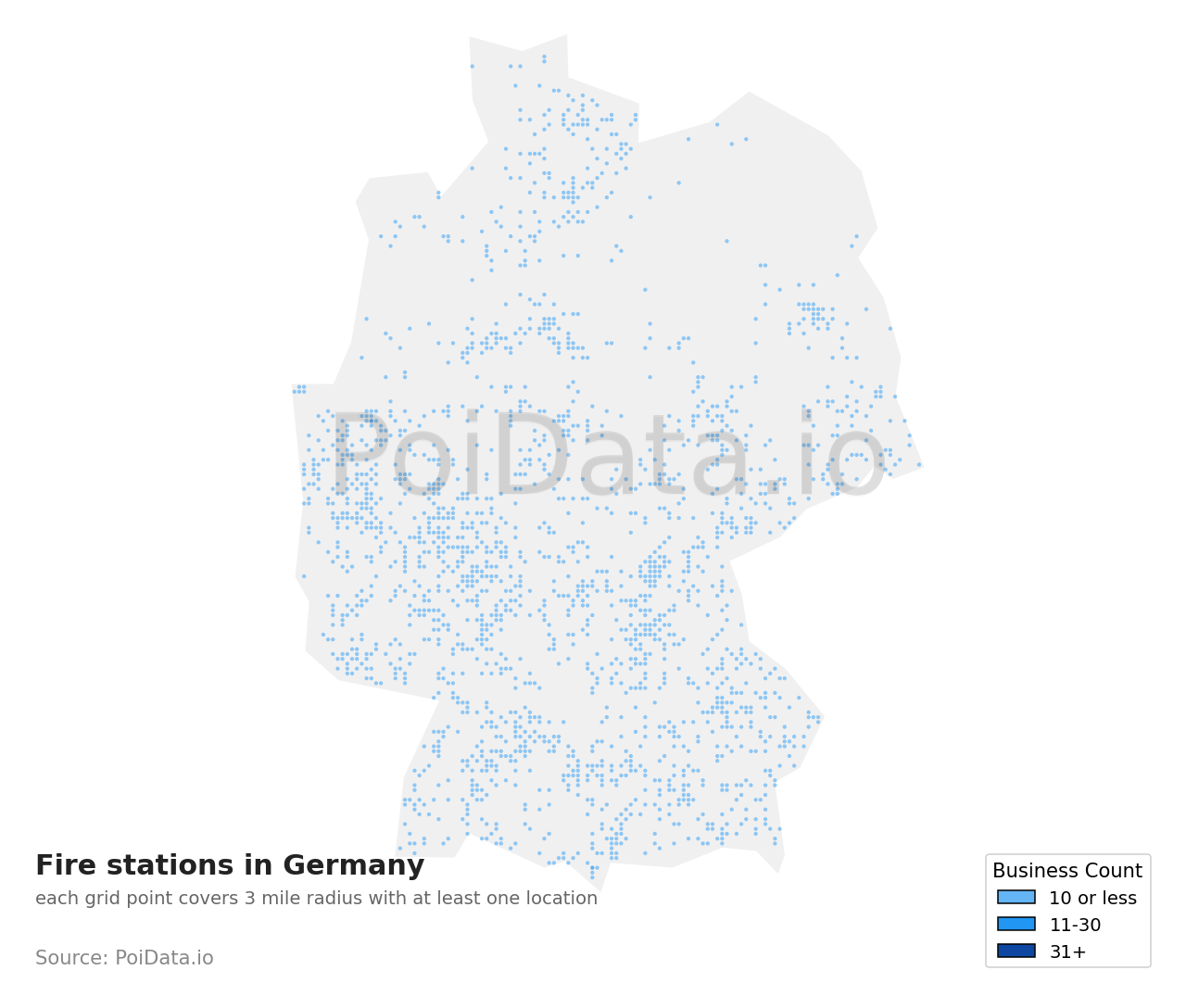 Fire station density map for Germany