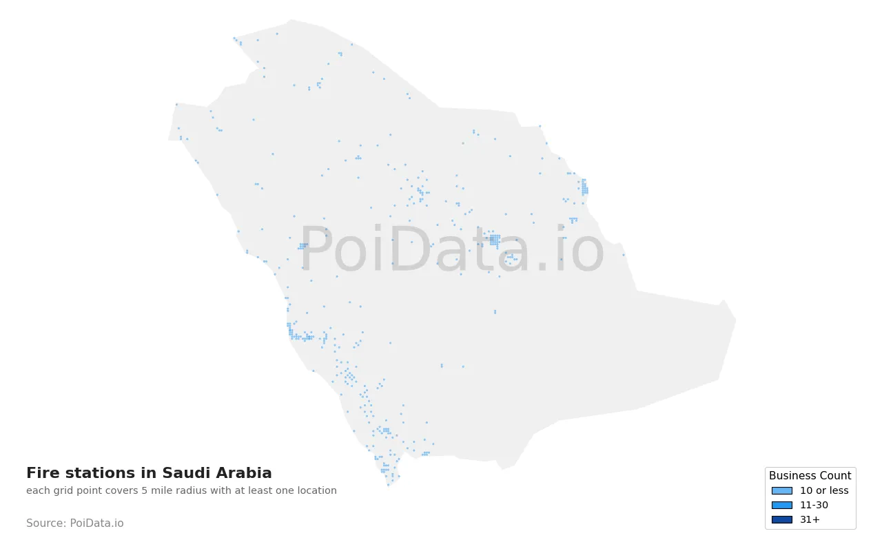 Fire station density map for Saudi Arabia