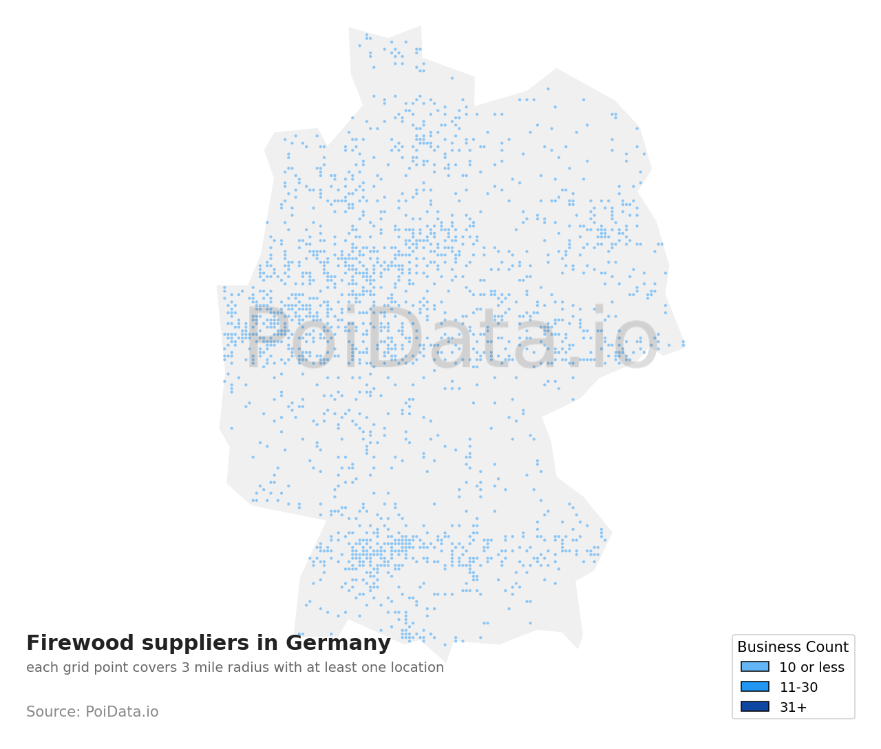 Firewood supplier density map for Germany