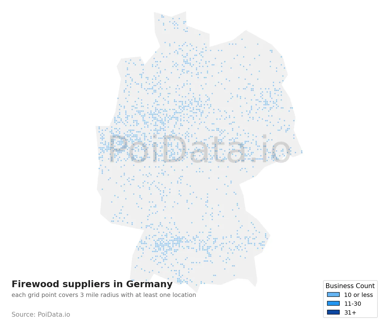 Firewood supplier density map for Germany
