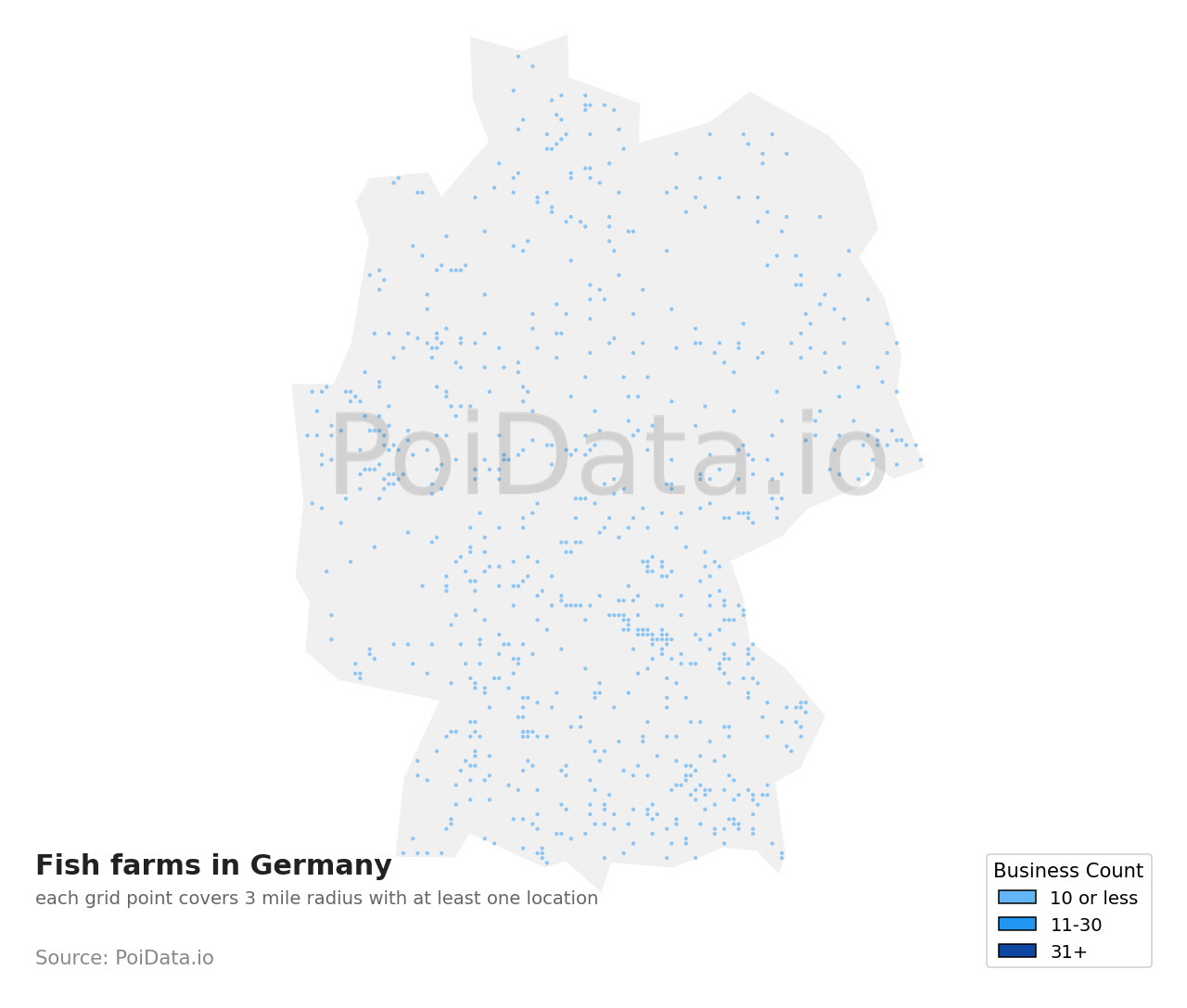 Fish farm density map for Germany