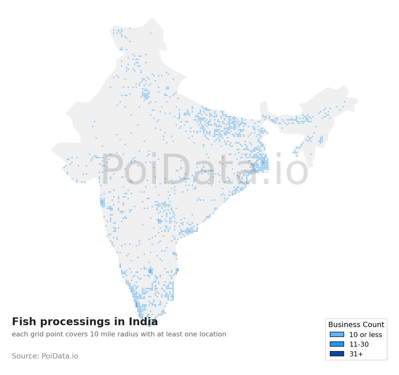 Fish processing density map for India