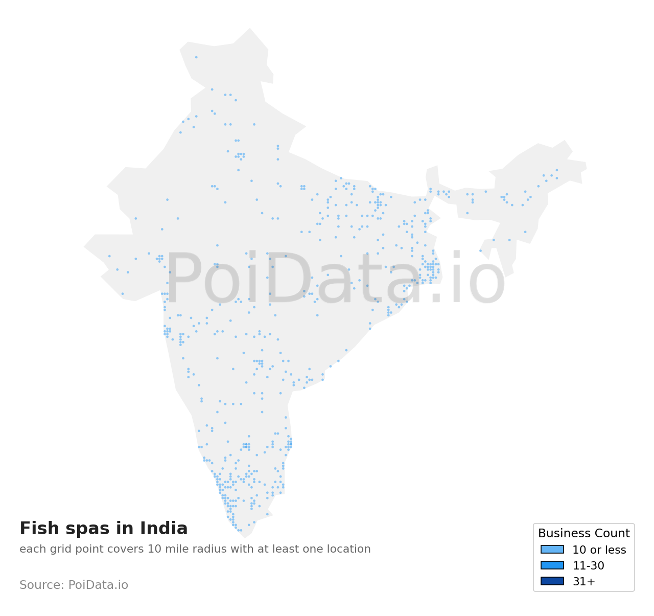 Fish spa density map for India