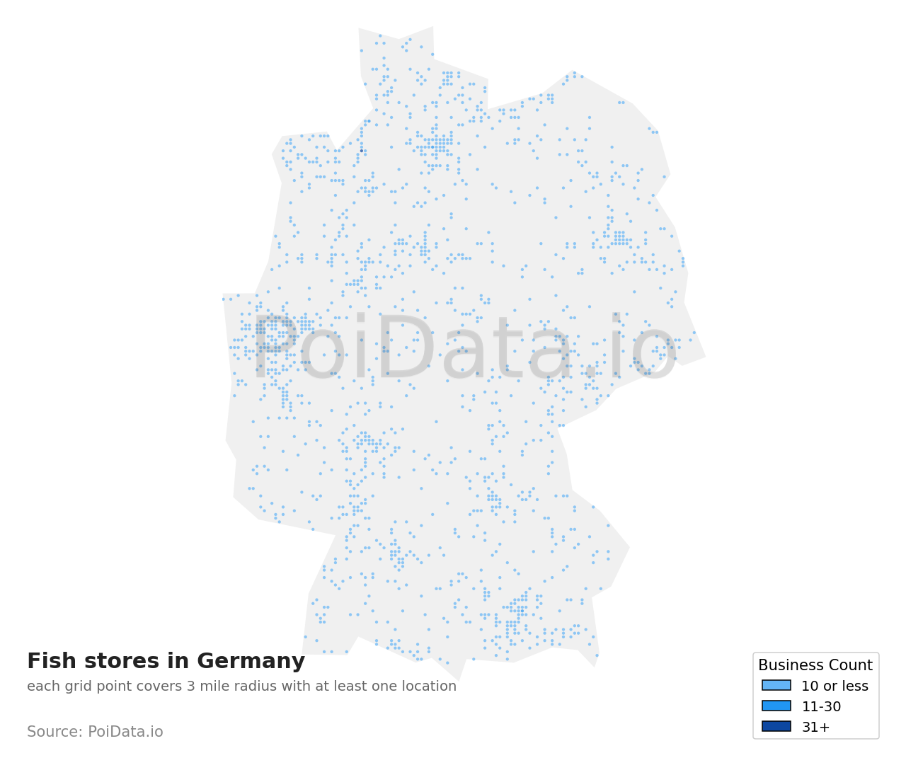 Fish store density map for Germany