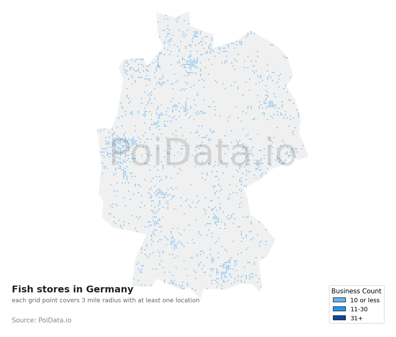 Fish store density map for Germany