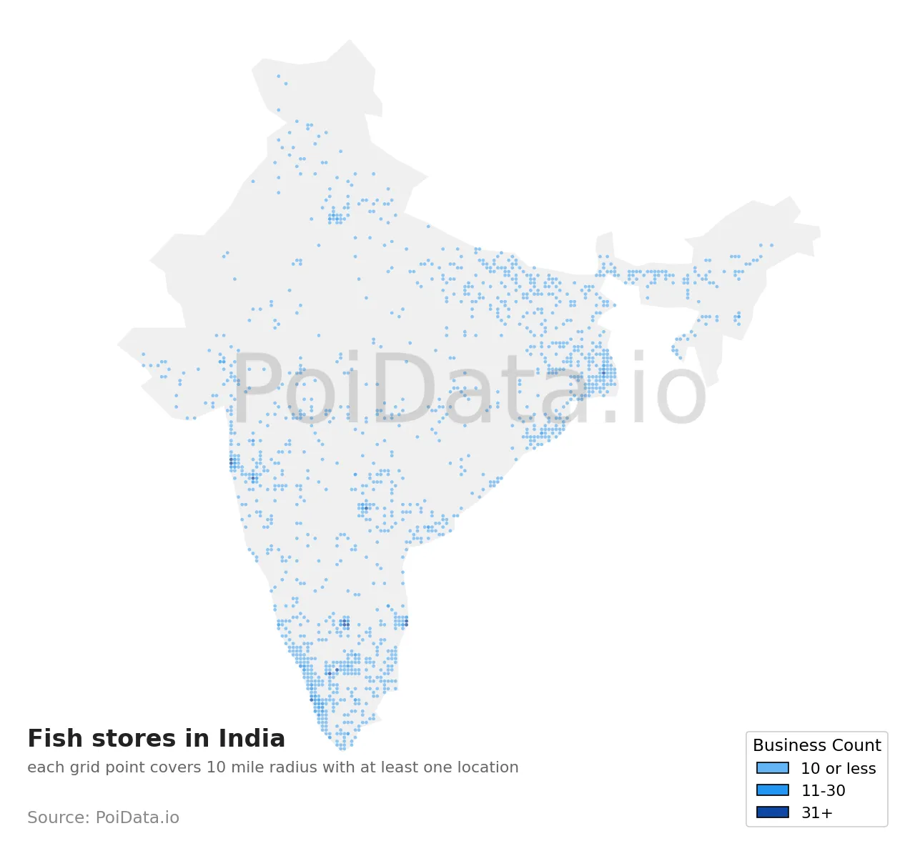 Fish store density map for India