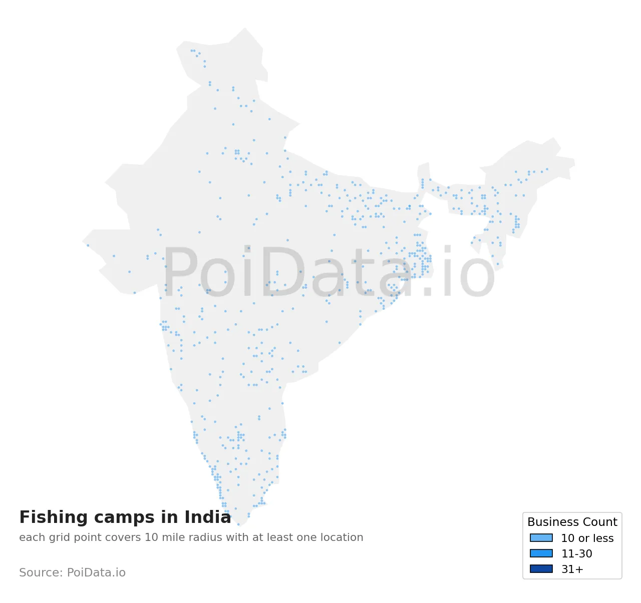 Fishing camp density map for India
